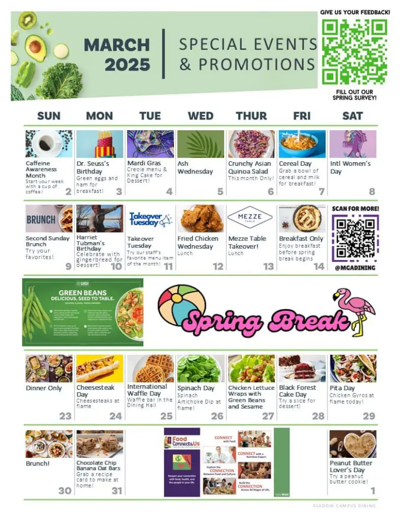 March Dining Calendar