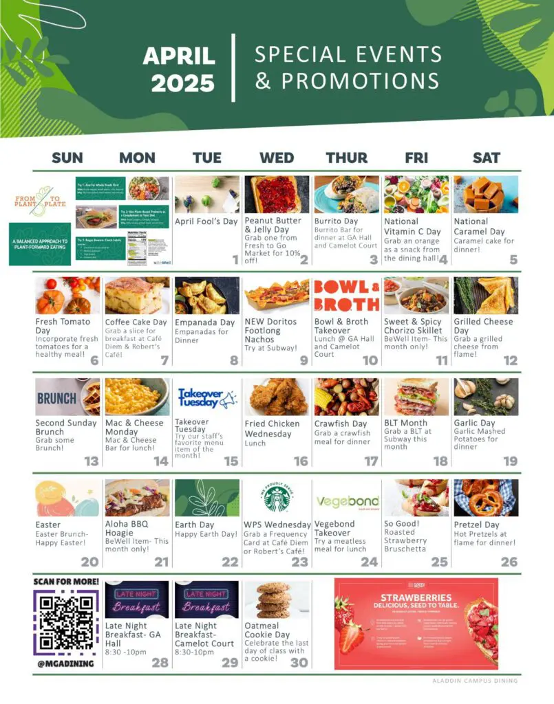 April 2025 Dining Calendar