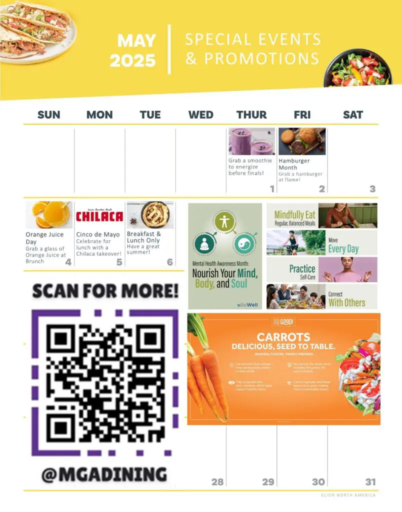 May Dining Calendar