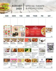 August 2025 Dining Calendar