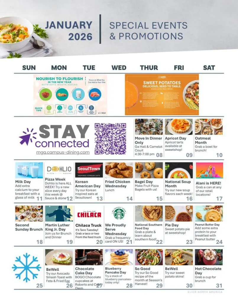 January Dining Calendar