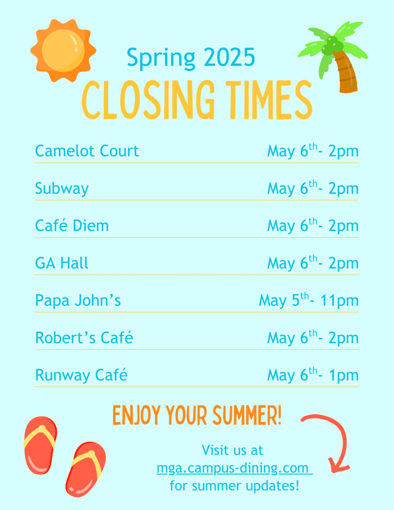 Spring 2025 Closing Times