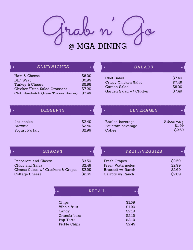 Grab n Go Menu
